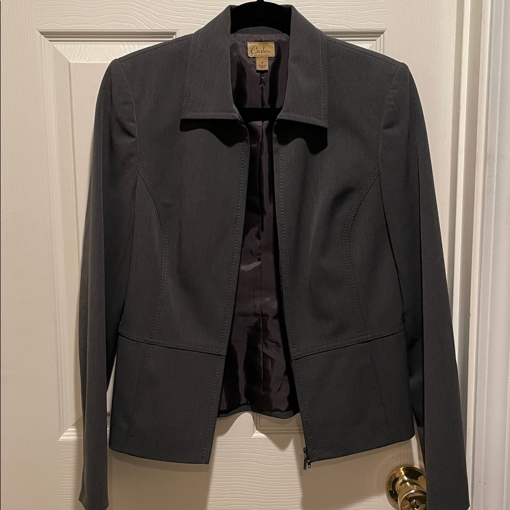 Caslon gray zip up blazer